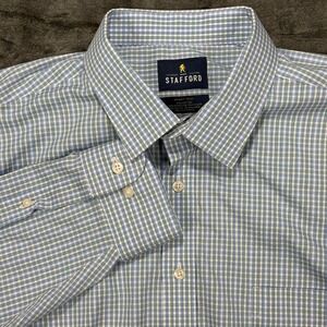 Stafford Button Down Shirt Mens XL Blue Gingham Smart Tech Stretch 531-5390